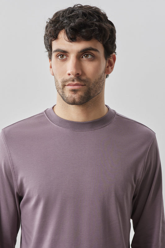 Robert Barakett Men's Pima Cotton Long Sleeve Tee in Evening Purple