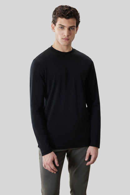 Robert Barakett Men's Pima Cotton Long Sleeve Crew Neck T-Shirt in Black
