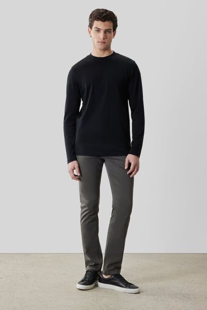 Robert Barakett Men's Pima Cotton Long Sleeve Crew Neck T-Shirt in Black