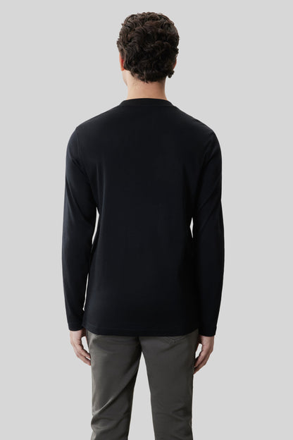Robert Barakett Men's Pima Cotton Long Sleeve Crew Neck T-Shirt in Black