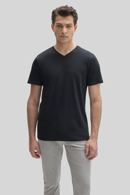 Robert Barakett Men's Pima Cotton V-Neck T-Shirt in Black