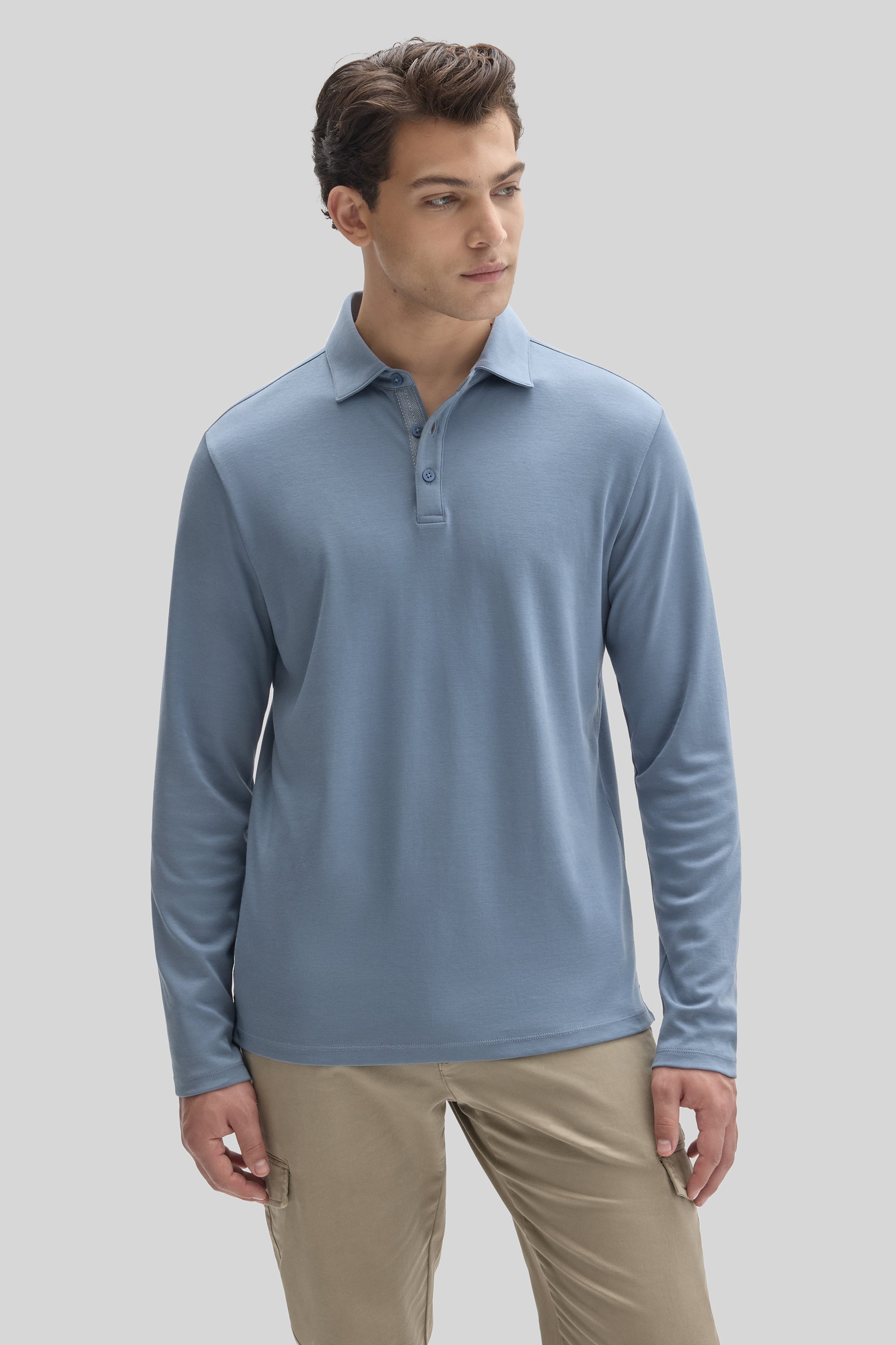 Robert Barakett The Barakett Long Sleeve Herringbone Polo