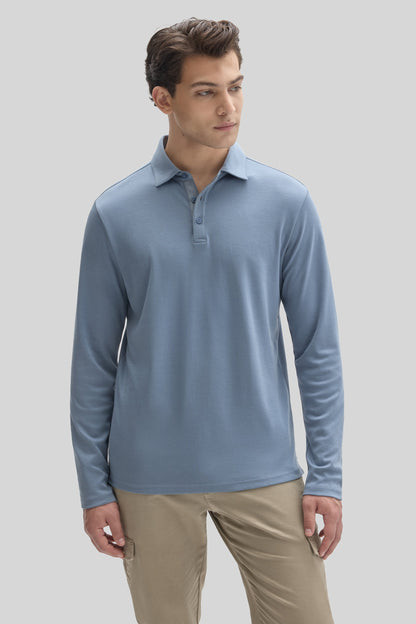 Robert Barakett The Barakett Long Sleeve Herringbone Polo