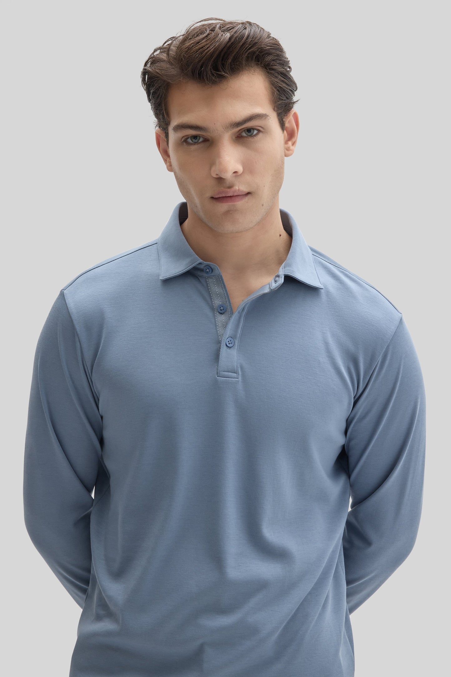 Robert Barakett The Barakett Long Sleeve Herringbone Polo
