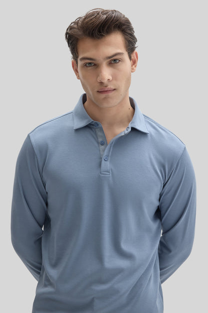 Robert Barakett The Barakett Long Sleeve Herringbone Polo