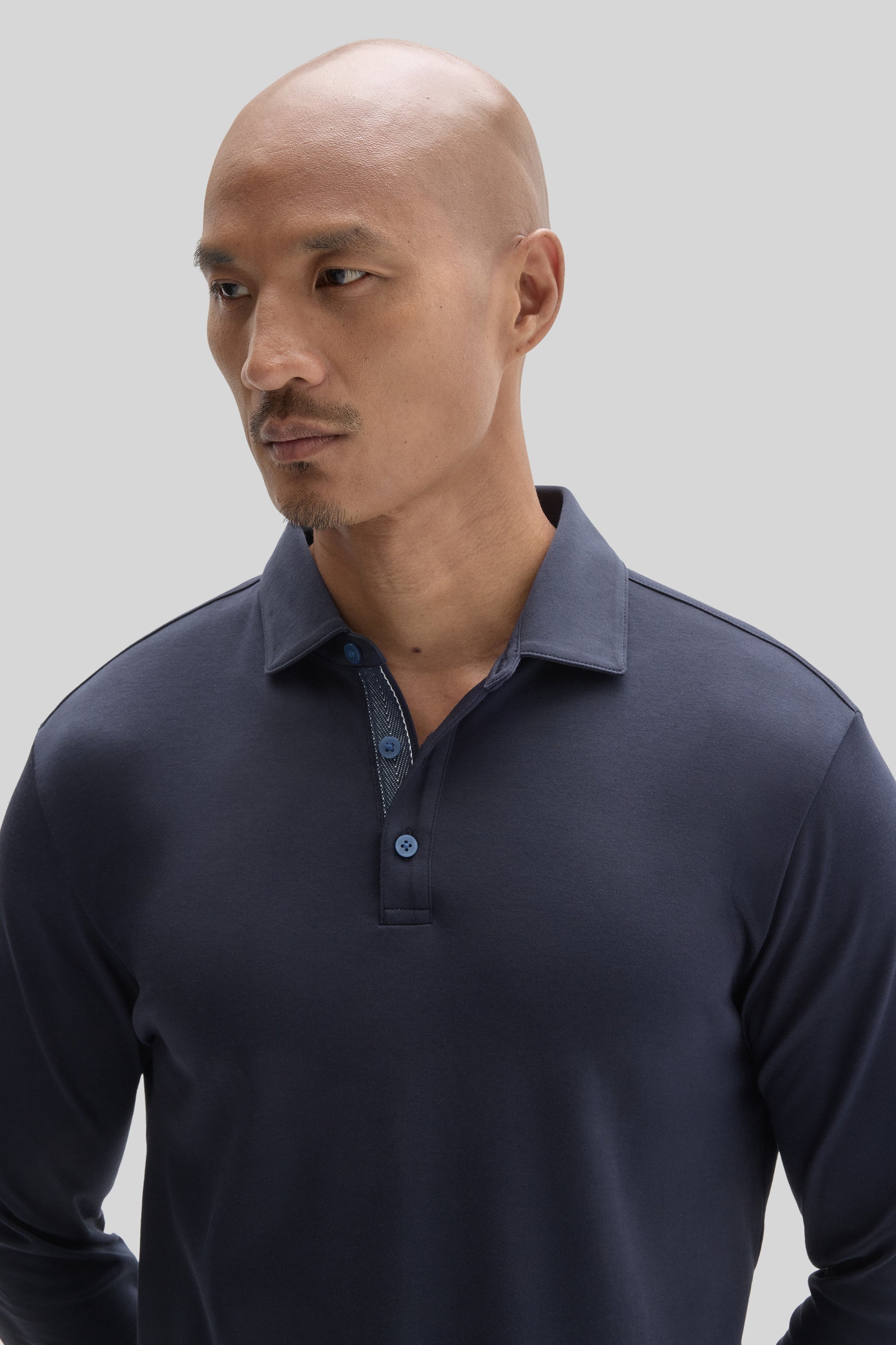 Robert Barakett The Barakett Long Sleeve Herringbone Polo