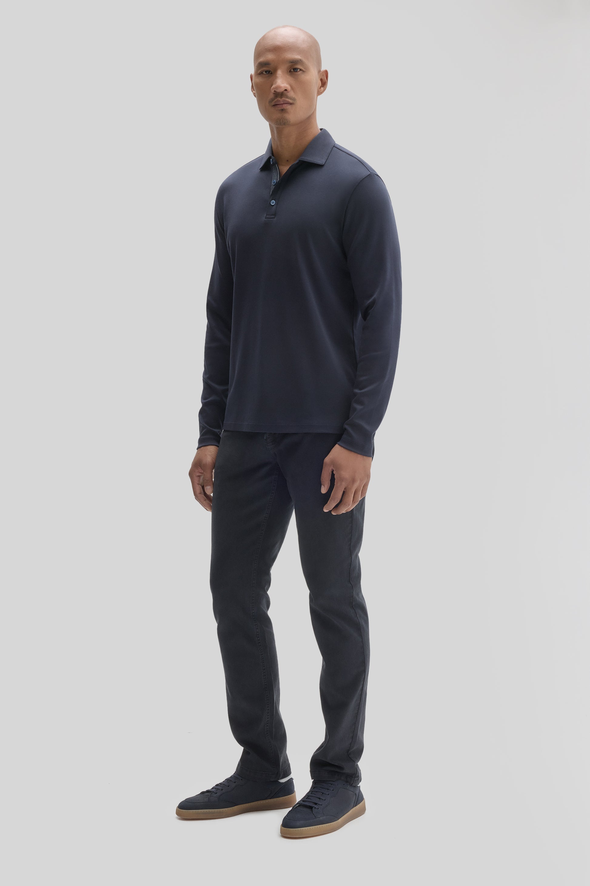 Robert Barakett The Barakett Long Sleeve Herringbone Polo