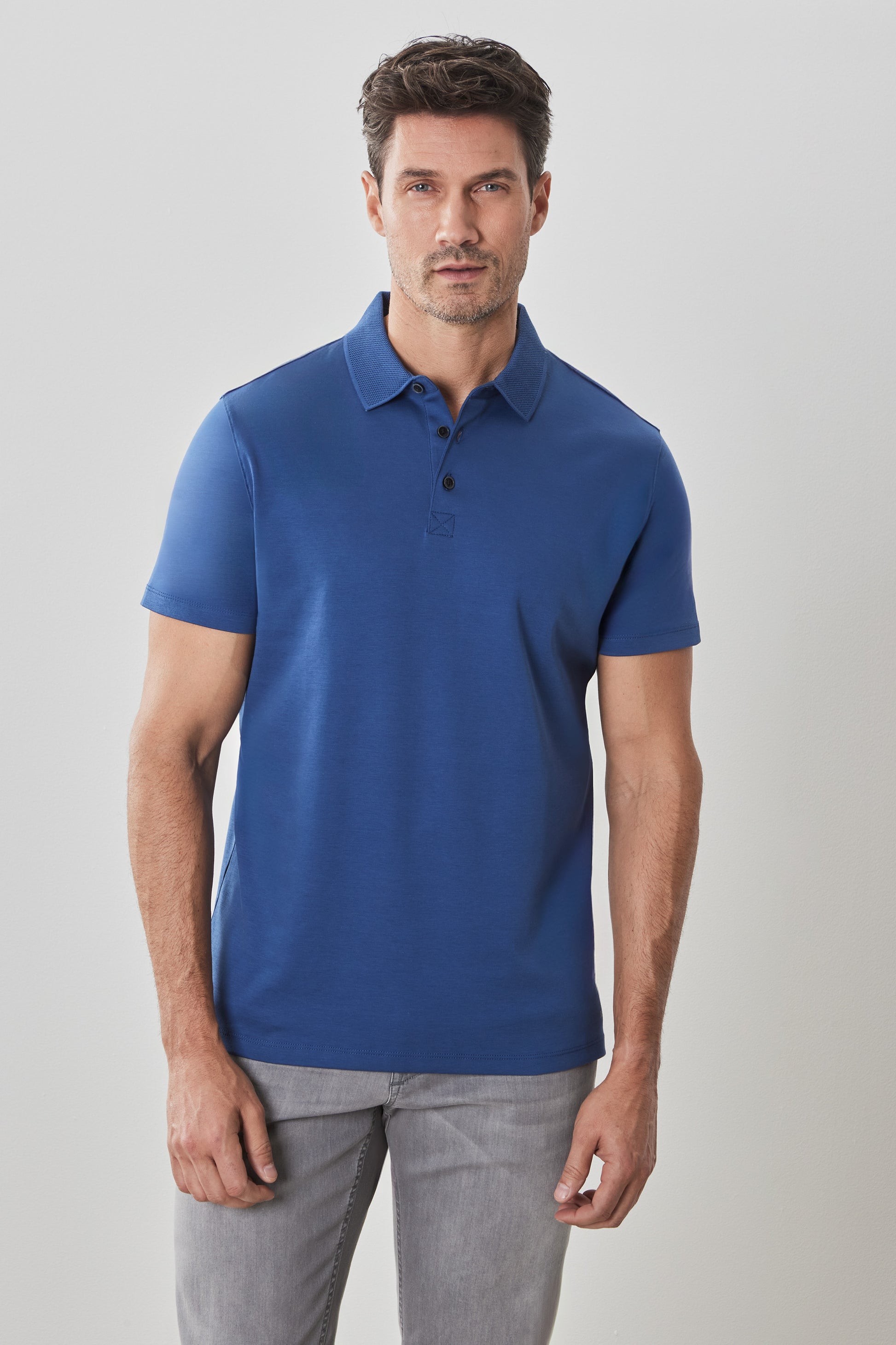 Robert Barakett Men's Pima Cotton Polo Shirt in Blue