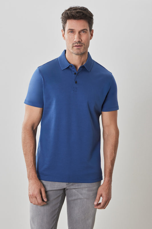 Robert Barakett Men's Pima Cotton Polo Shirt in Blue