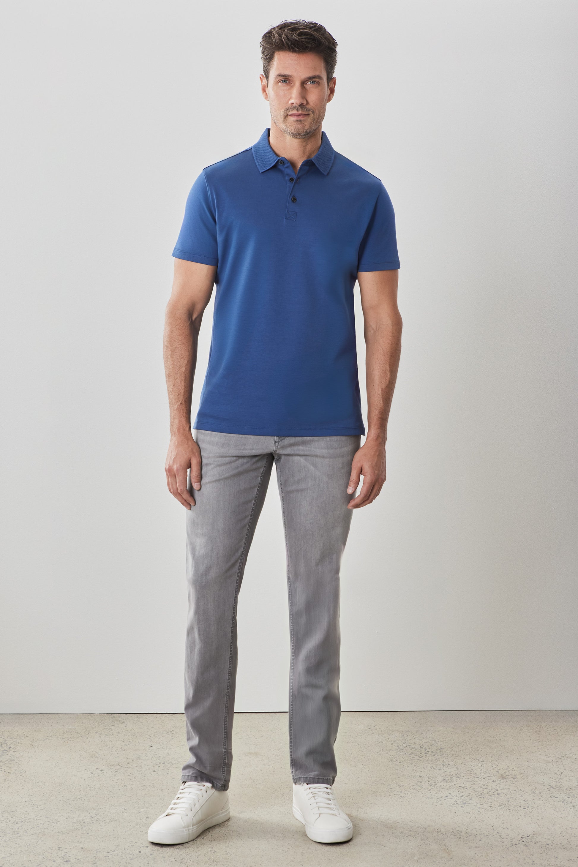 Robert Barakett Men's Pima Cotton Polo Shirt in Blue