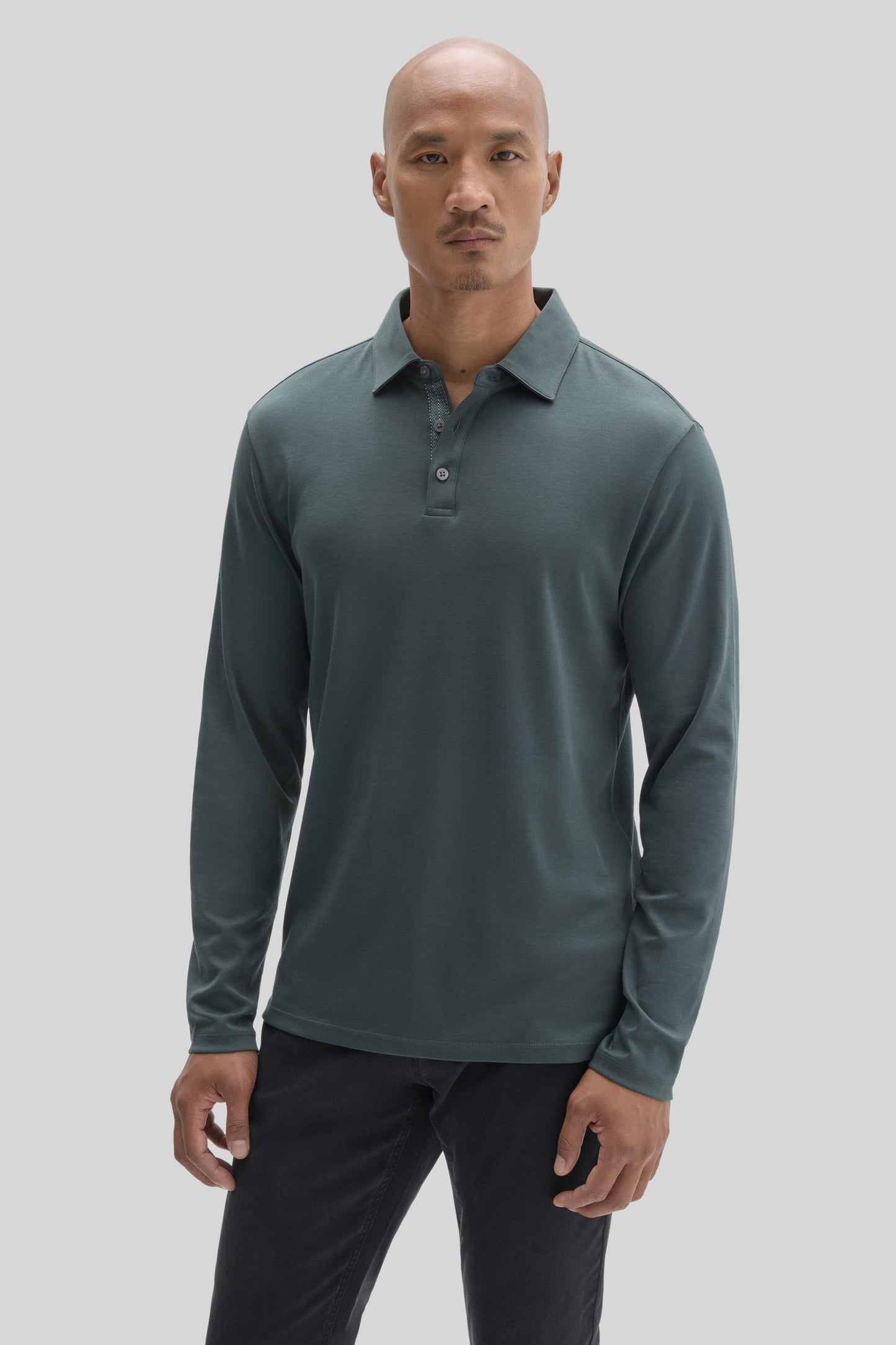Robert Barakett The Barakett Long Sleeve Herringbone Polo