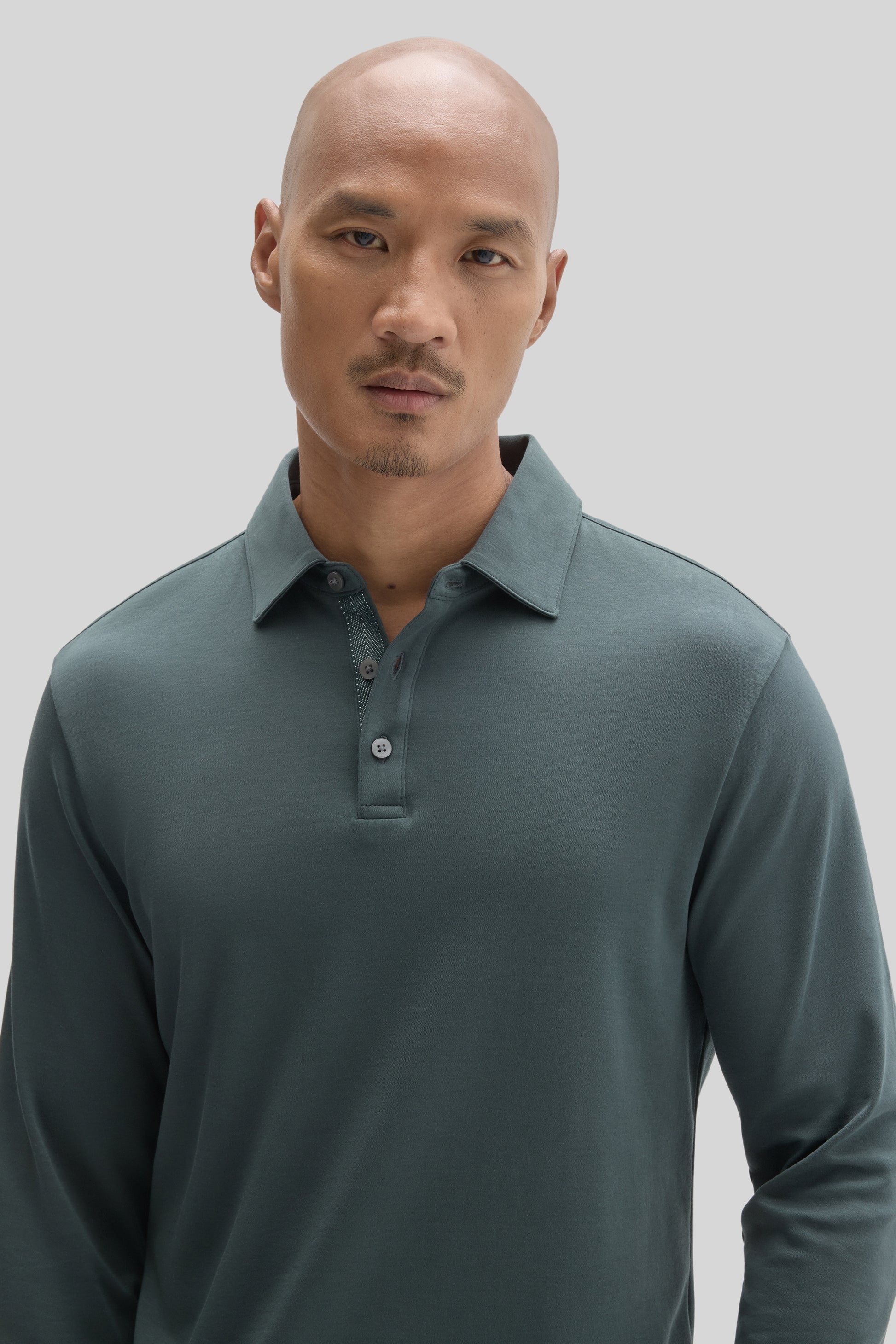 Robert Barakett The Barakett Long Sleeve Herringbone Polo
