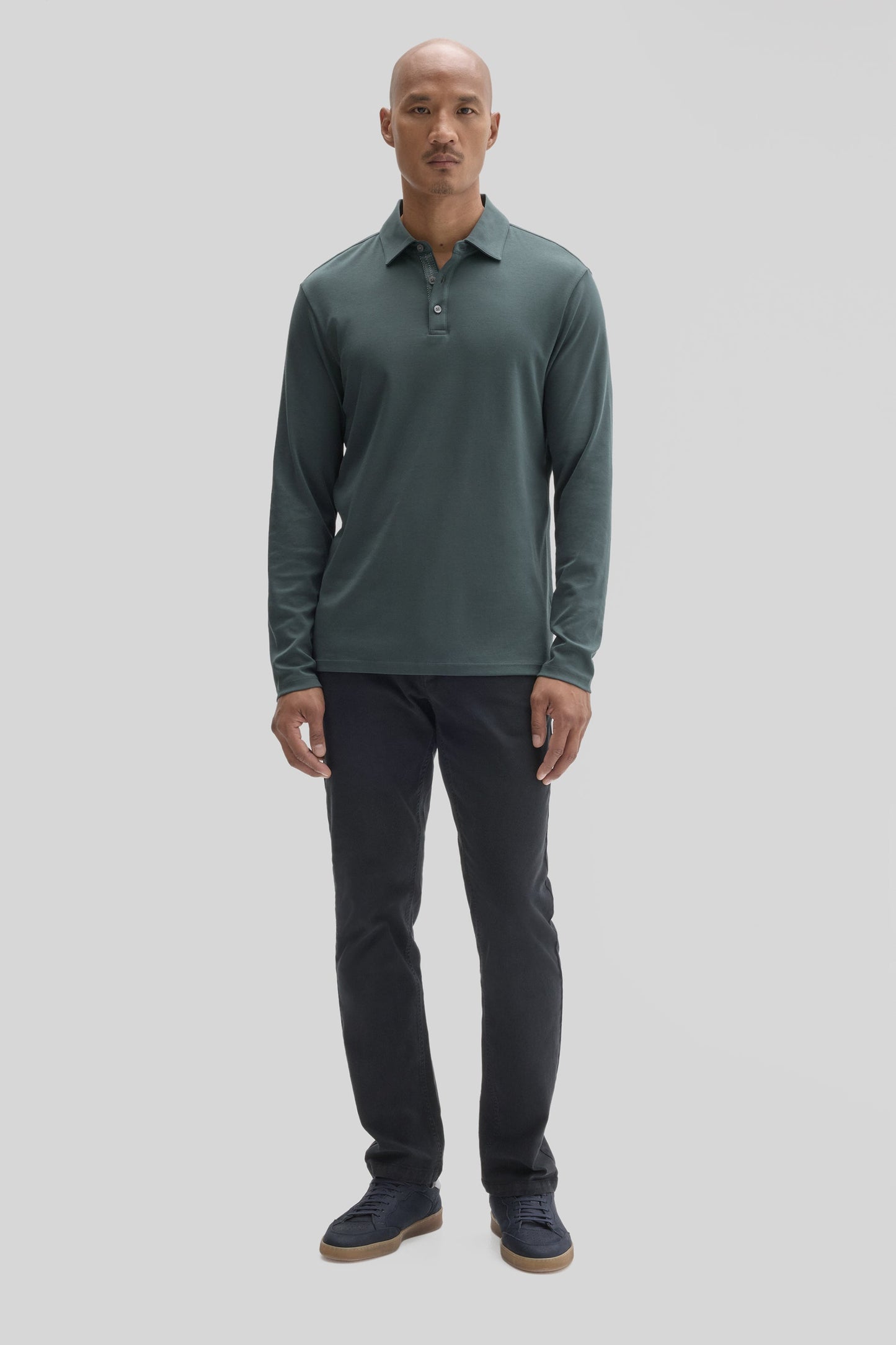Robert Barakett The Barakett Long Sleeve Herringbone Polo