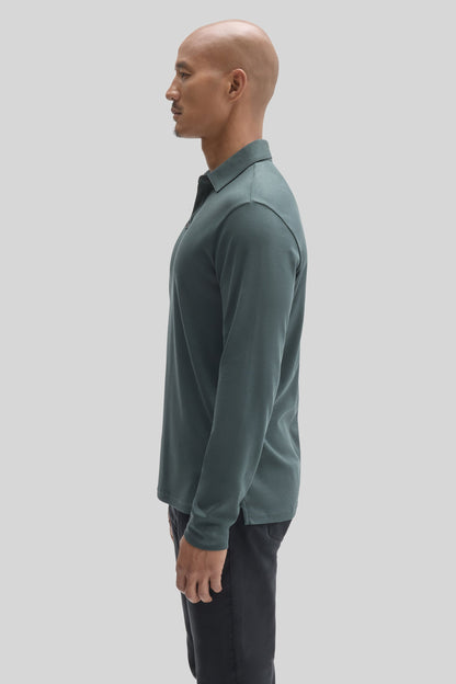 Robert Barakett The Barakett Long Sleeve Herringbone Polo