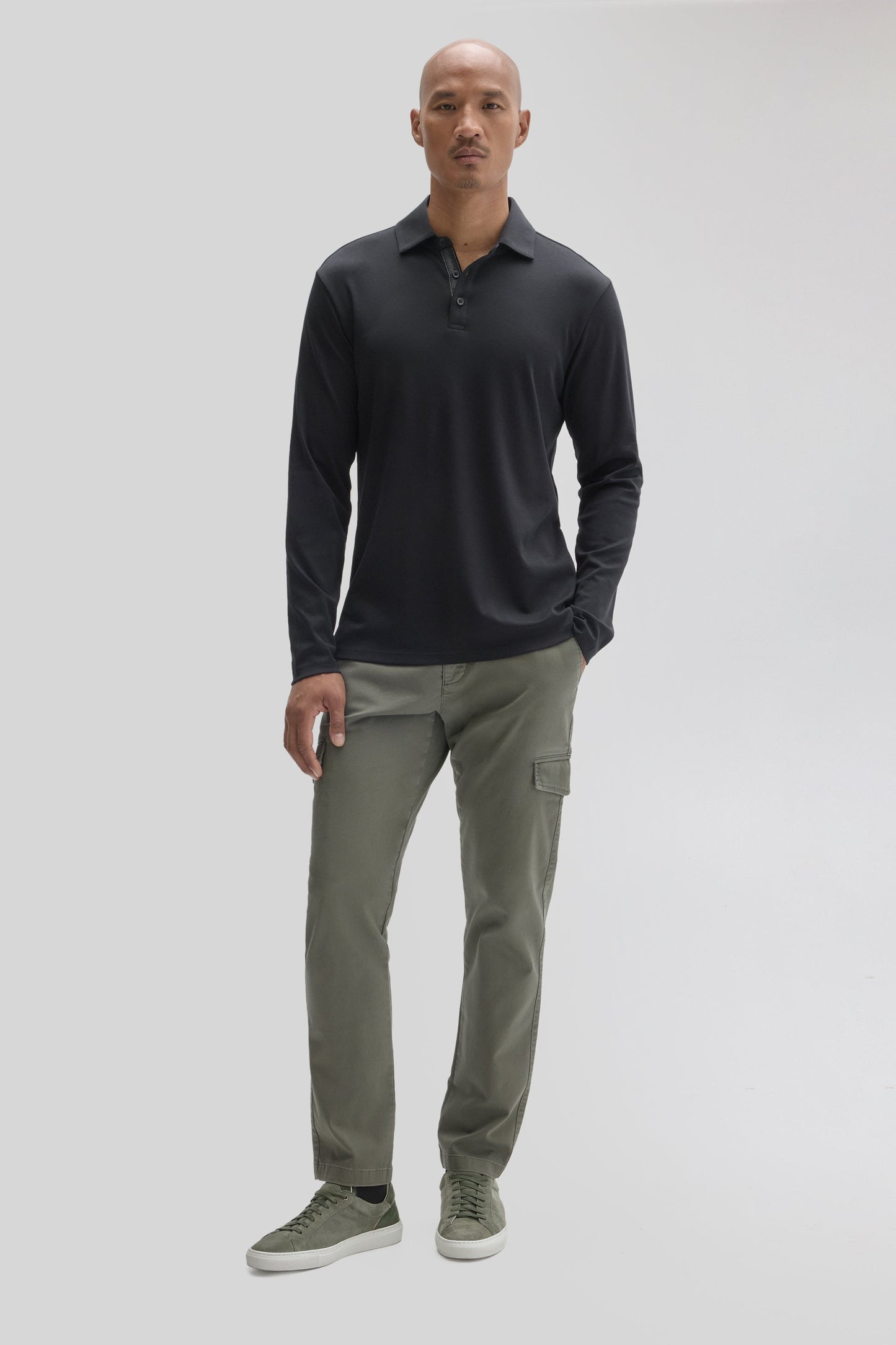 Robert Barakett The Barakett Long Sleeve Herringbone Polo