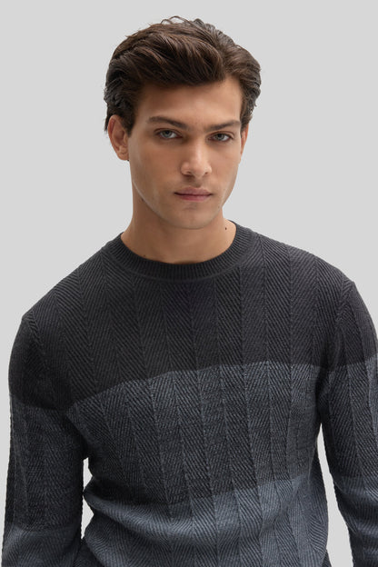 Robert Barakett Marchetti Herringbone Crewneck Sweater