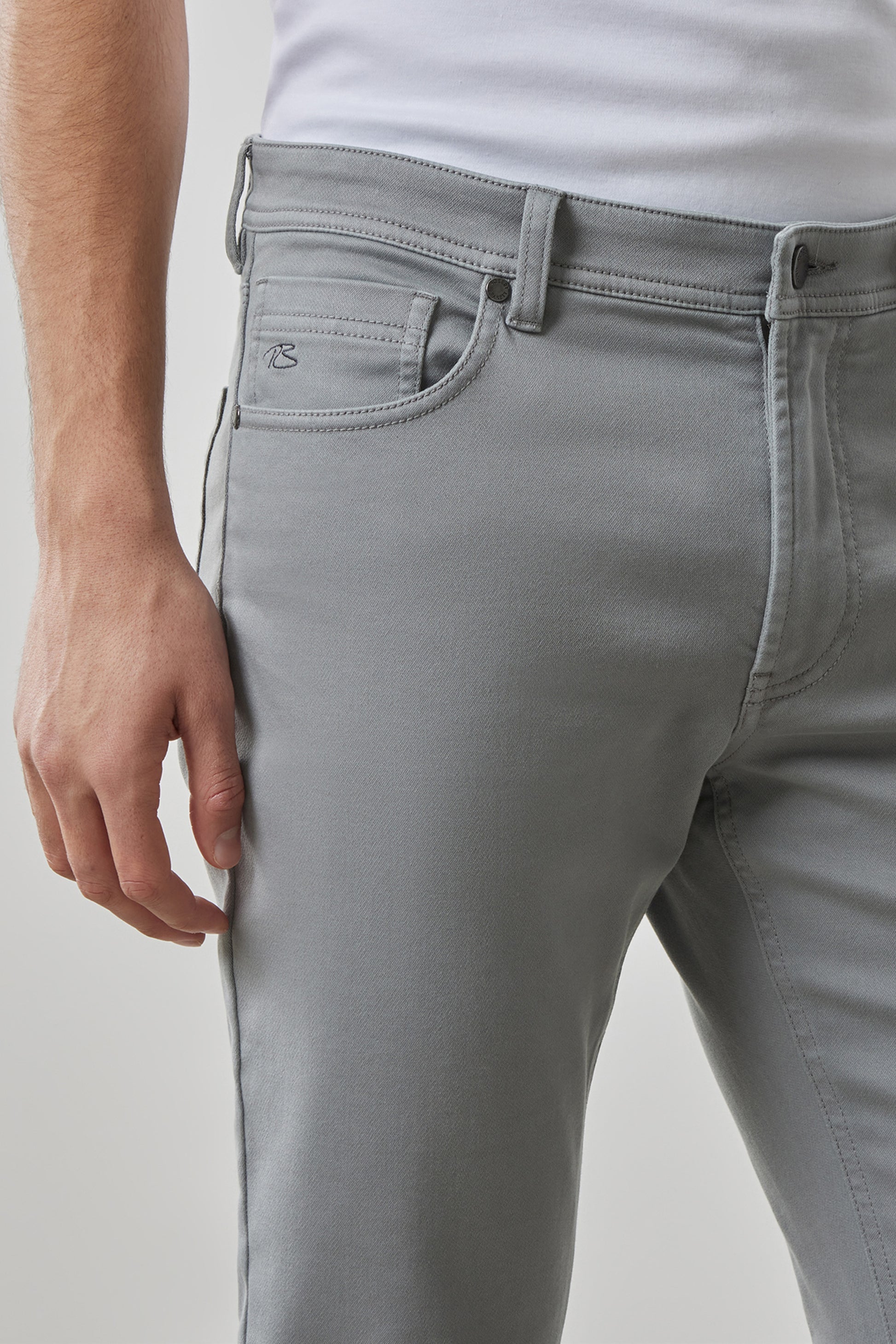 Robert Barakett Linear Stretch Pant in Light Grey