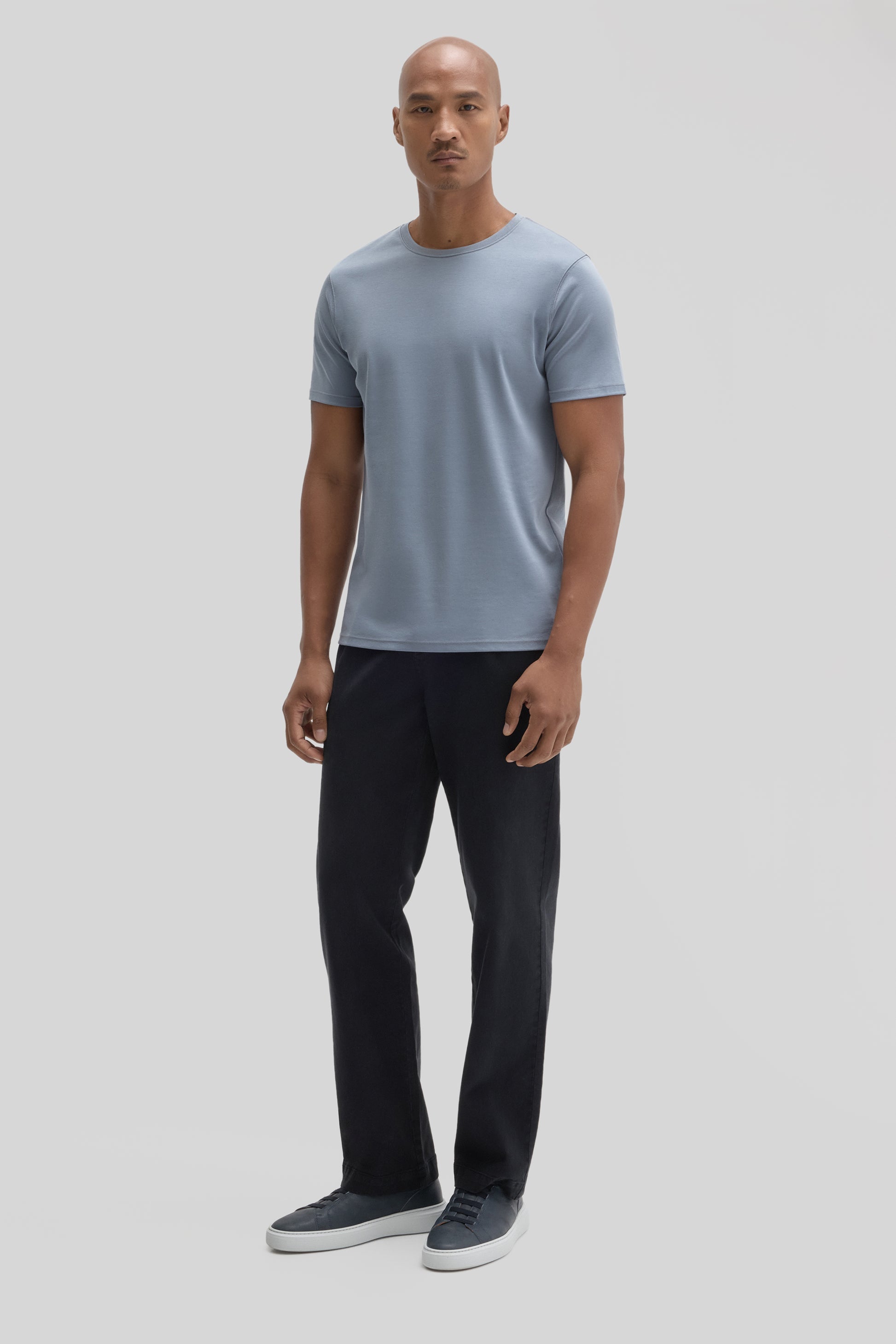 Robert Barakett Men's Metallic Blue Pima Cotton Crew Neck Tee