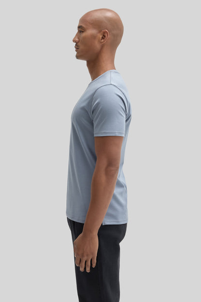 Robert Barakett Men's Metallic Blue Pima Cotton Crew Neck Tee