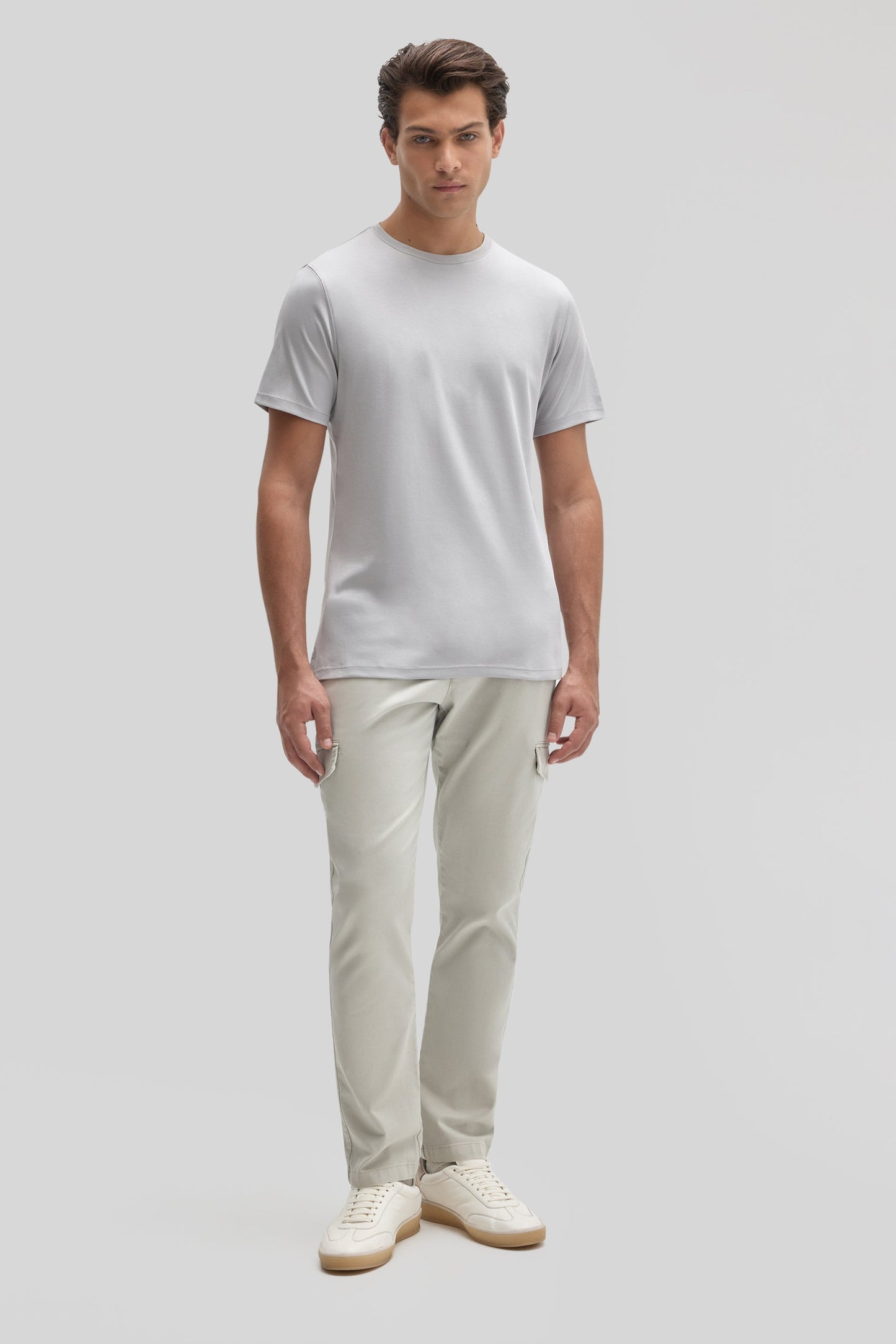Robert Barakett Men's Pima Cotton Crew Neck T-Shirt in Chalk Grey