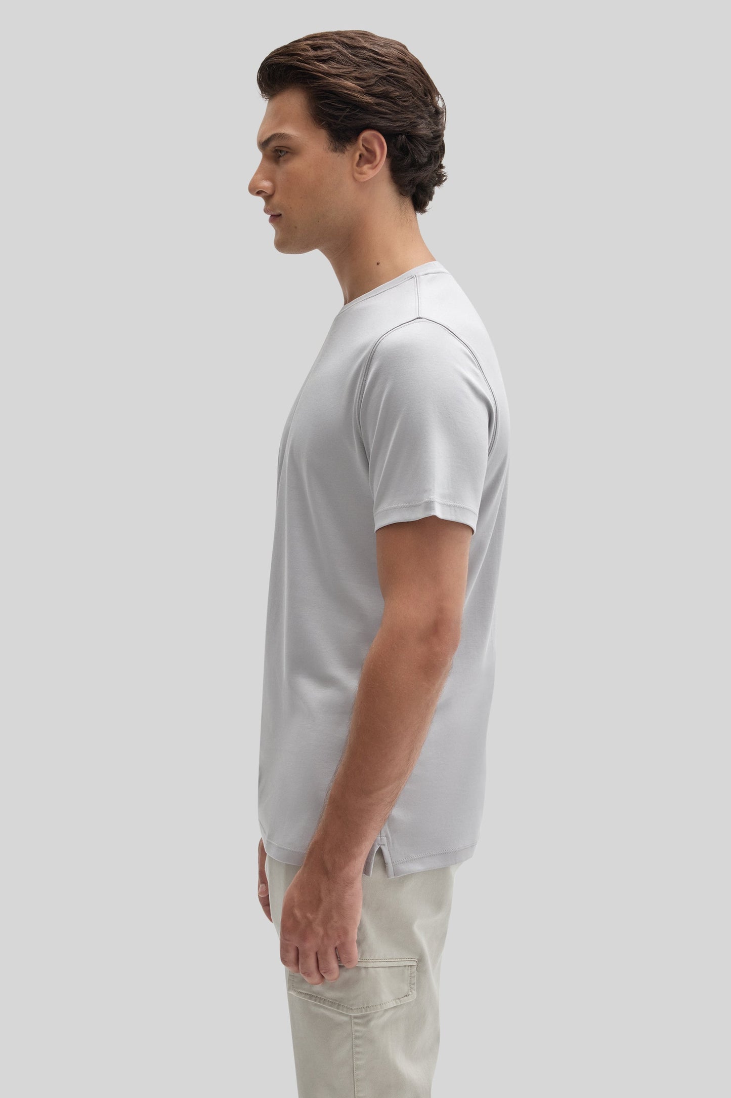 Robert Barakett Men's Pima Cotton Crew Neck T-Shirt in Chalk Grey