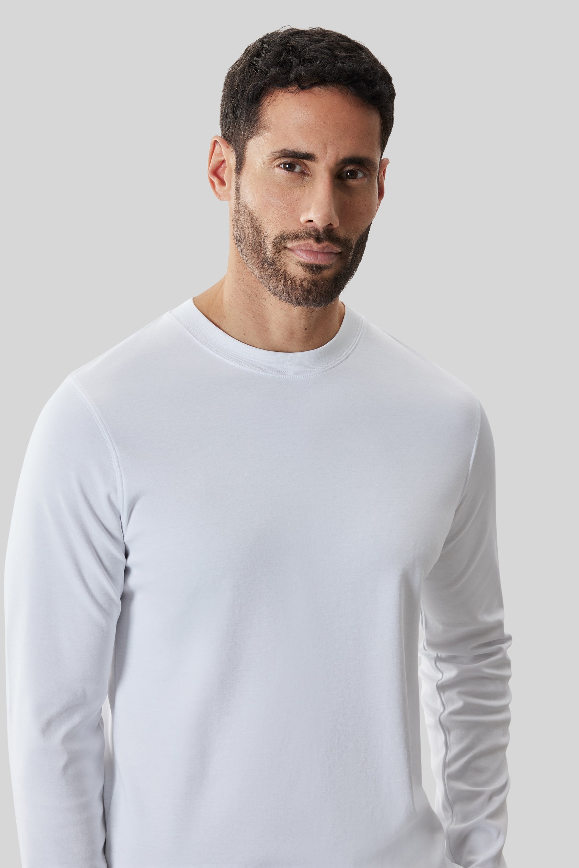 Robert Barakett Men's Pima Cotton Long Sleeve Crew Neck T-Shirt in White