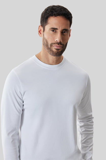 Robert Barakett Men's Pima Cotton Long Sleeve Crew Neck T-Shirt in White