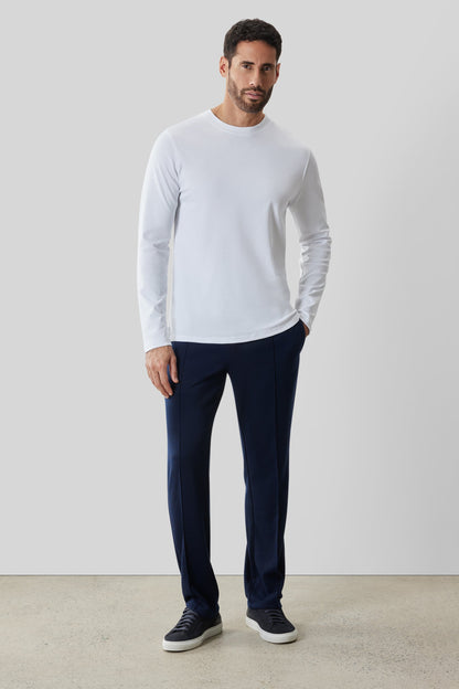 Robert Barakett Men's Pima Cotton Long Sleeve Crew Neck T-Shirt in White