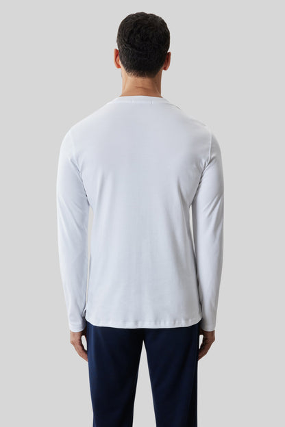 Robert Barakett Men's Pima Cotton Long Sleeve Crew Neck T-Shirt in White