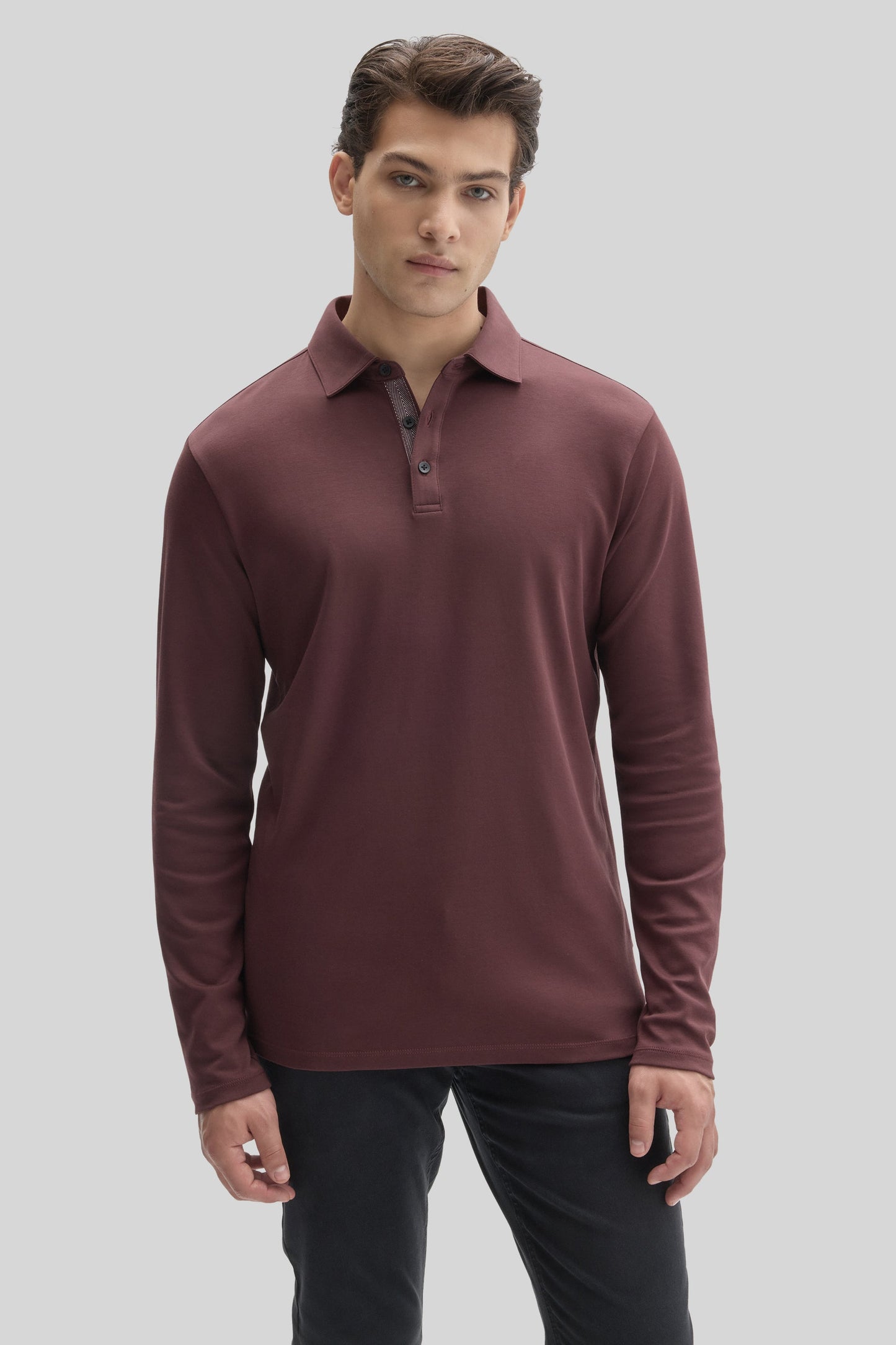 Robert Barakett The Barakett Long Sleeve Herringbone Polo