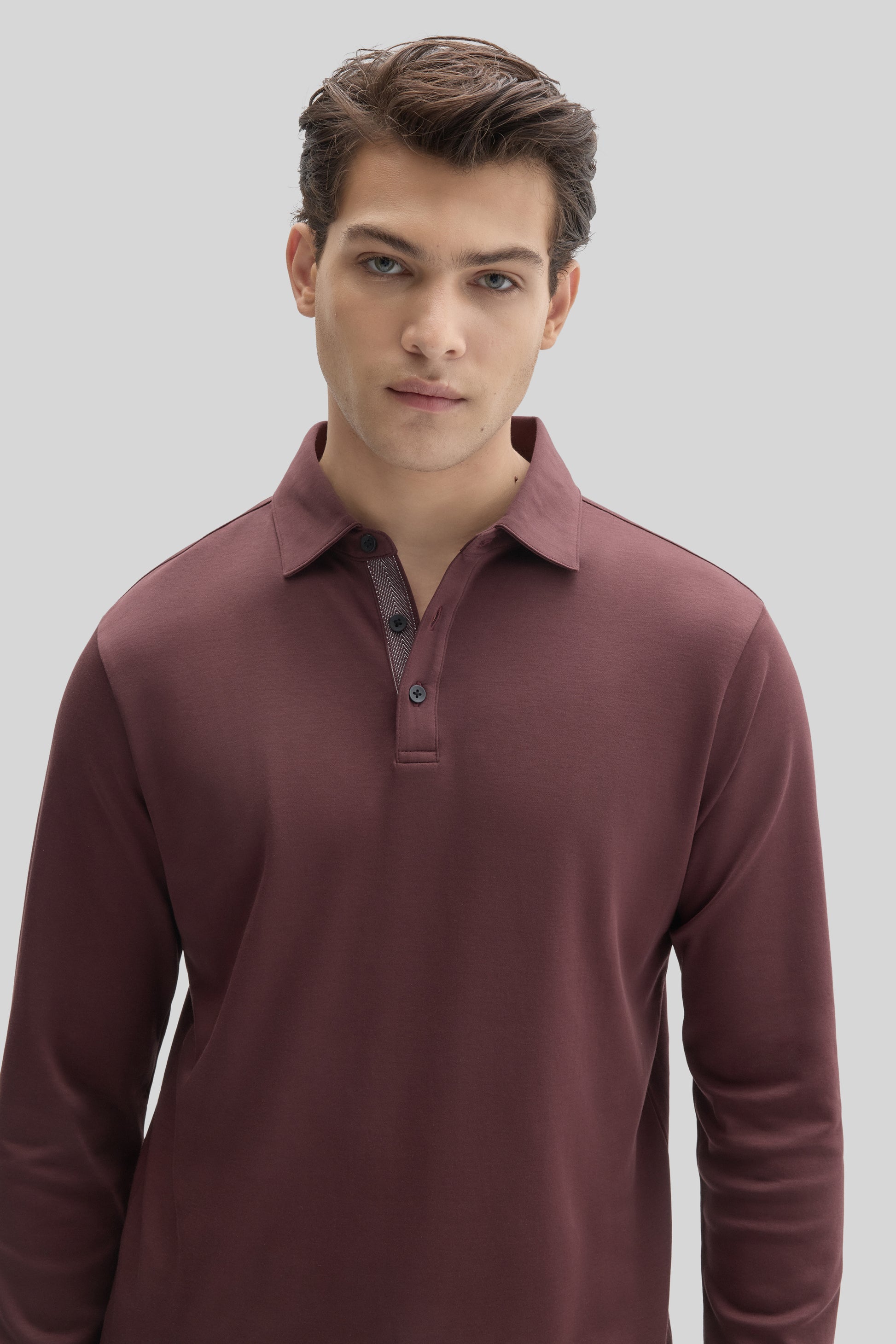 Robert Barakett The Barakett Long Sleeve Herringbone Polo