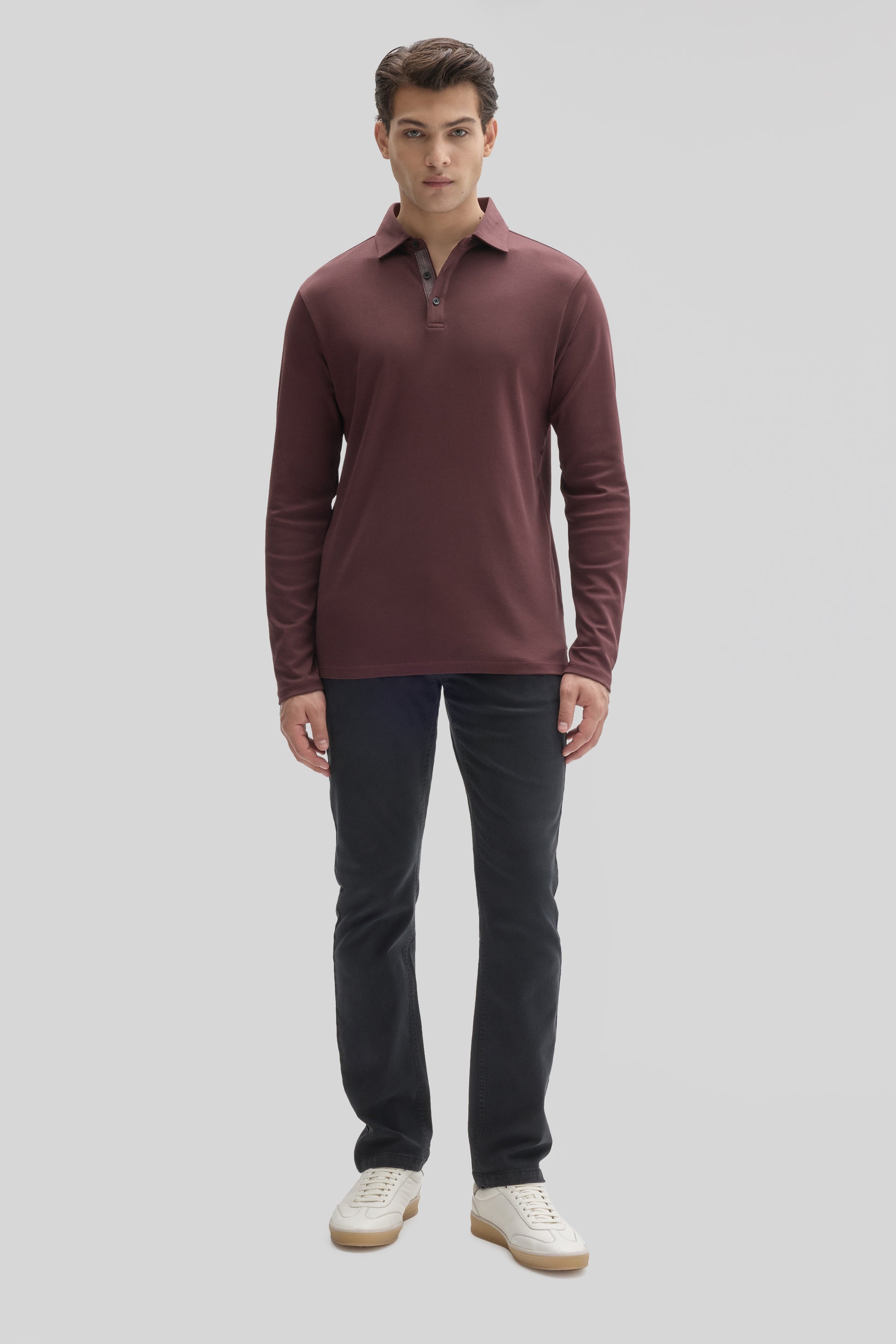 Robert Barakett The Barakett Long Sleeve Herringbone Polo