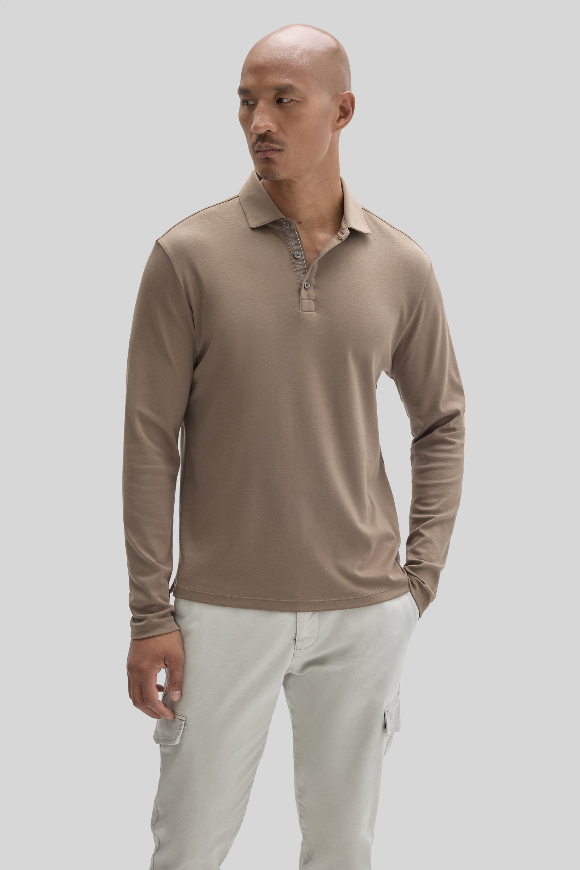 Robert Barakett The Barakett Long Sleeve Herringbone Polo