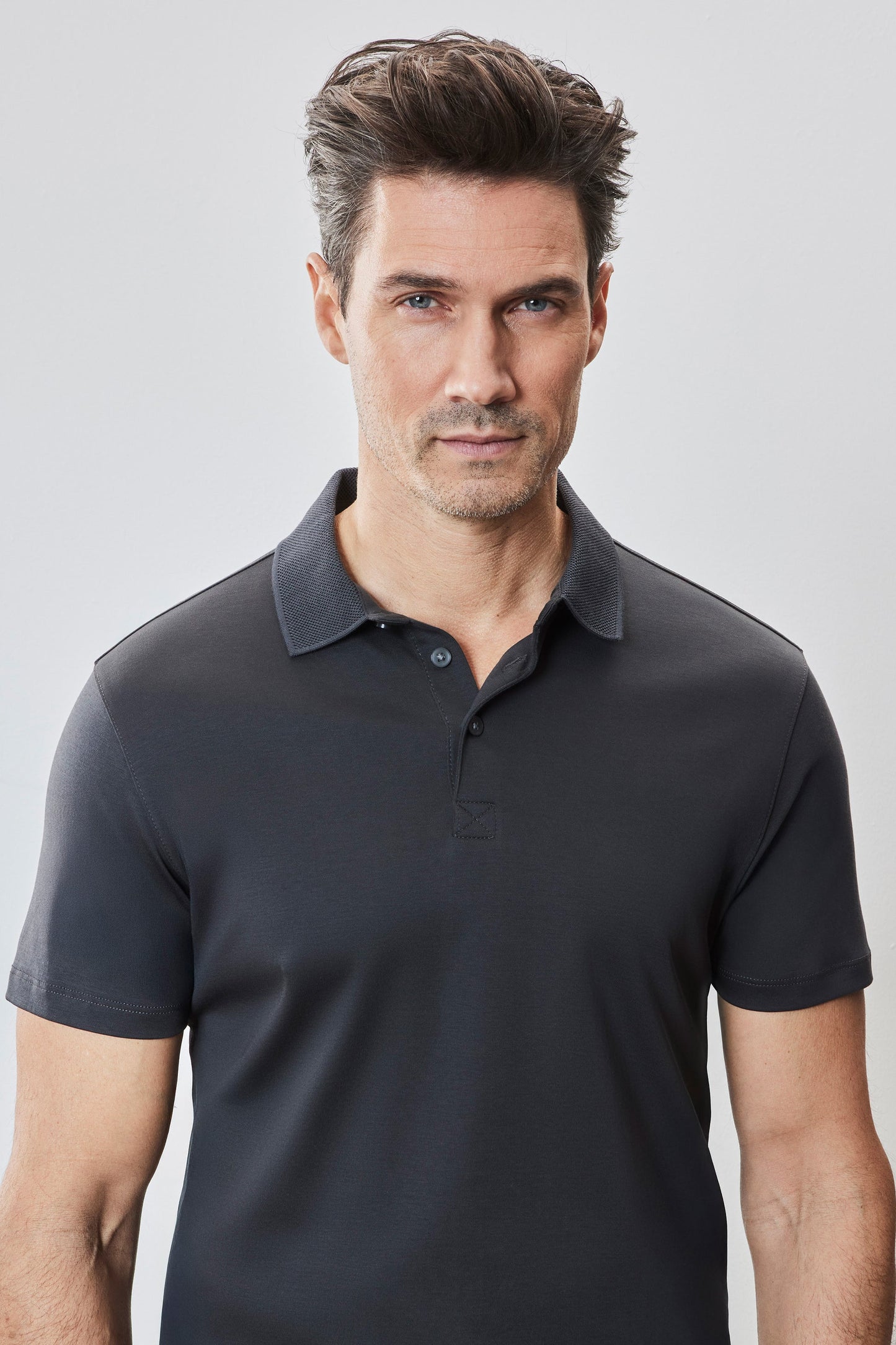Robert Barakett Men's Pima Cotton Polo Shirt in Charcoal