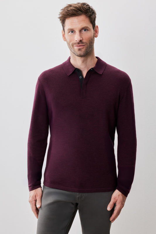 Robert Barakett Thomas Long Sleeve Merino Sweater Polo
