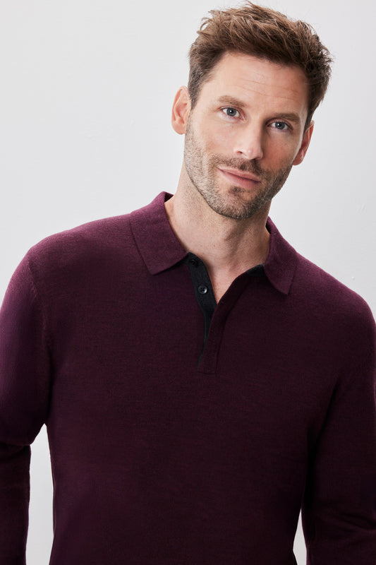 Robert Barakett Thomas Long Sleeve Merino Sweater Polo