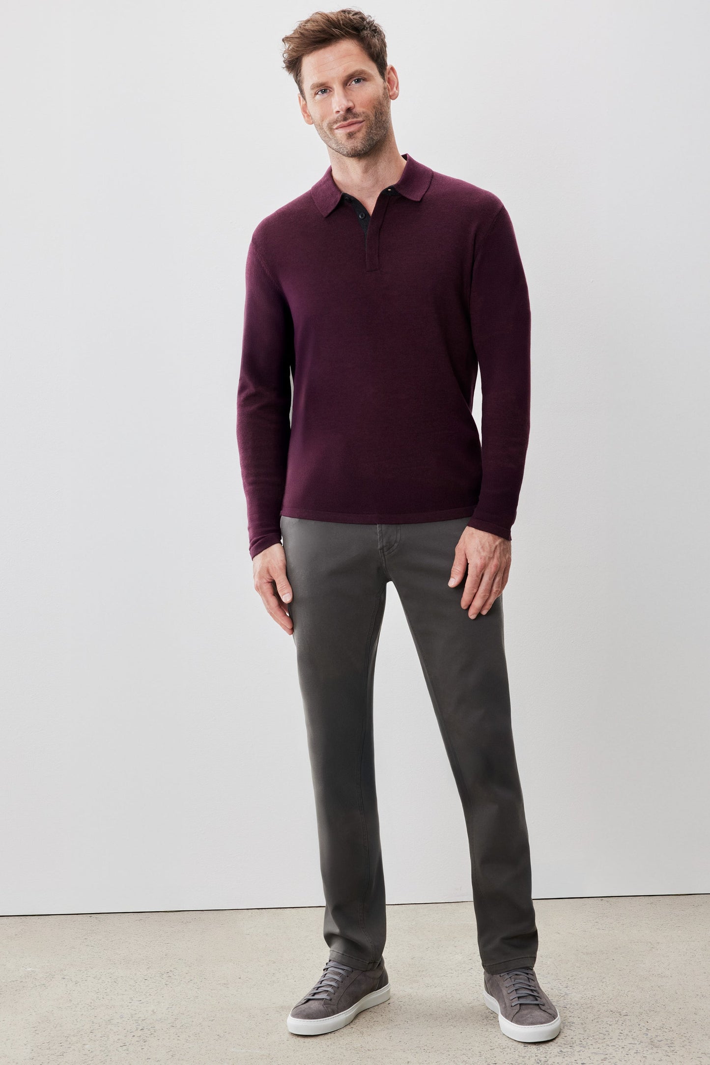 Robert Barakett Thomas Long Sleeve Merino Sweater Polo