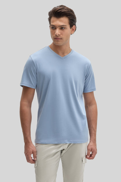 Robert Barakett Men's Dover Blue Pima Cotton V-Neck T-Shirt