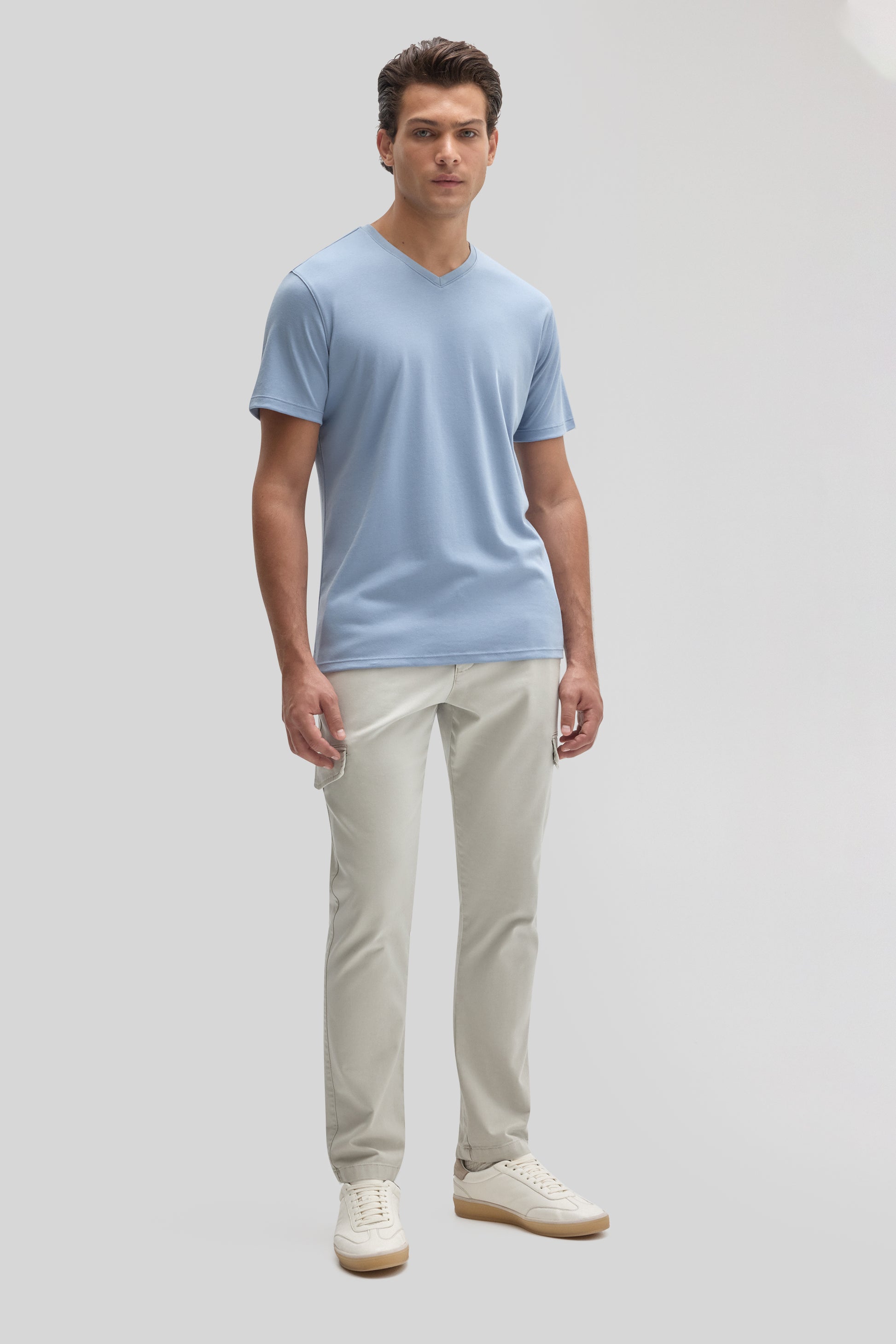 Robert Barakett Men's Dover Blue Pima Cotton V-Neck T-Shirt