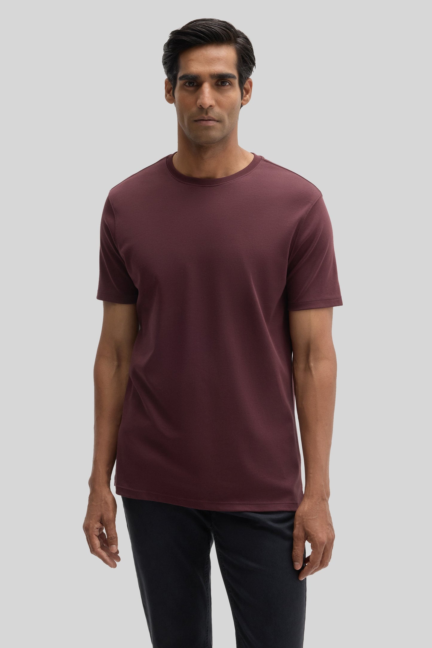Robert Barakett Men's Pima Cotton Crew Neck T-Shirt in Deep Bordeaux