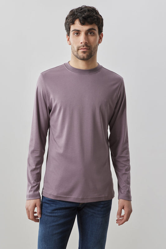 Robert Barakett Men's Pima Cotton Long Sleeve Tee in Evening Purple